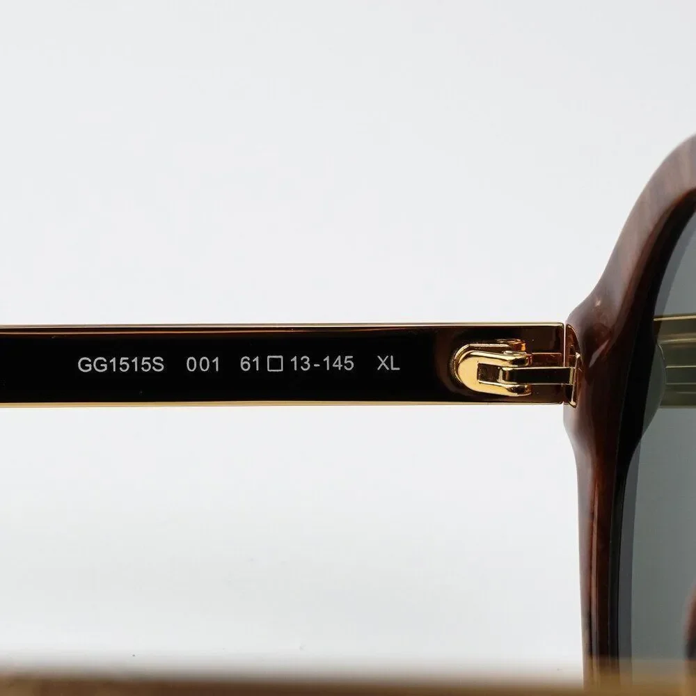 Gucci Men Sunglasses Black Gold Havana Grey Aviator GG1515S 001 BRAND NEW